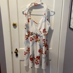 XL Tropical V neck knee length dress